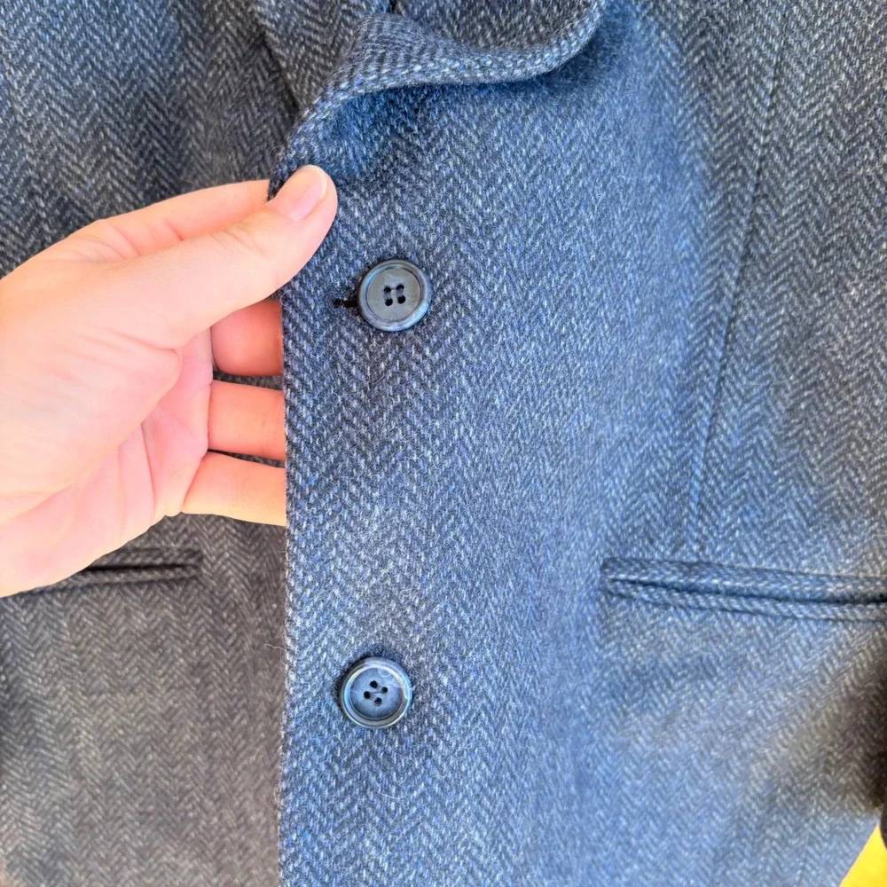 Townscraft Mens Blazer Sport Coat Herringbone Wool Blend Dark‎ Gray Classic Fit